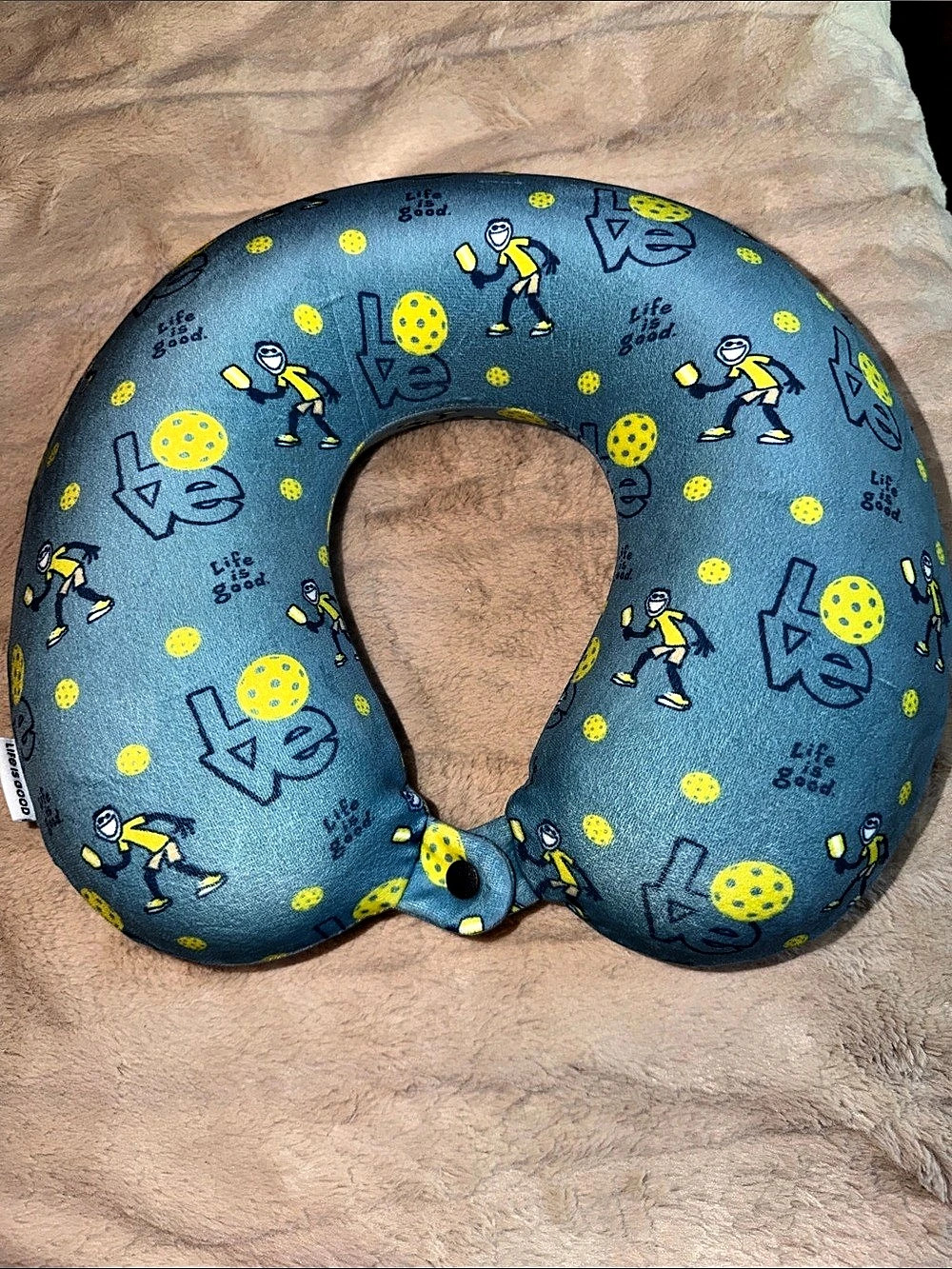 Life Is Good Pickleball Print Memory Foam Travel Neck Pillow Travel Neck Pillow